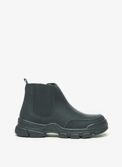 LBL by Shoexpress Boys Textured Low Ankle Boots with Gusset and Zip Closure