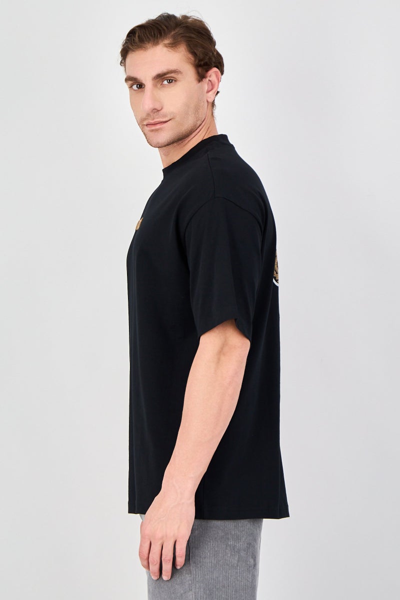Ketch Men Crew Neck Short Sleeve Embroidered T-Shirt, Black - Image 2