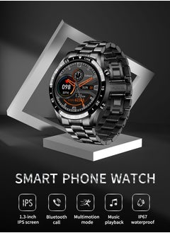 LIGE Bluetooth Call Men Smart Watch Full Touch Screen Multi-Function Sports Watches IP67 Waterproof with Black Steel and Silicone Strap  - Image 5