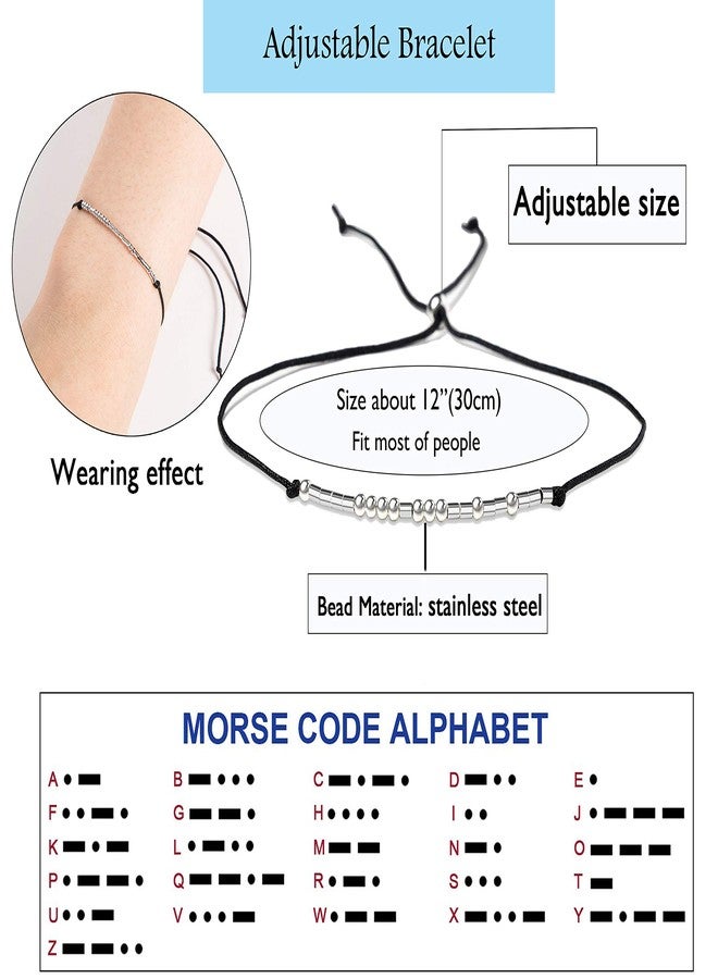 Lcherry سوار Lcherry BFF مورس كود، سوار Pinky Pomise للمسافات المتطابقة، مصنوع يدويًا من الخرز، قابل للتعديل، سوار صداقة للنساء، قطعتان - Image 2