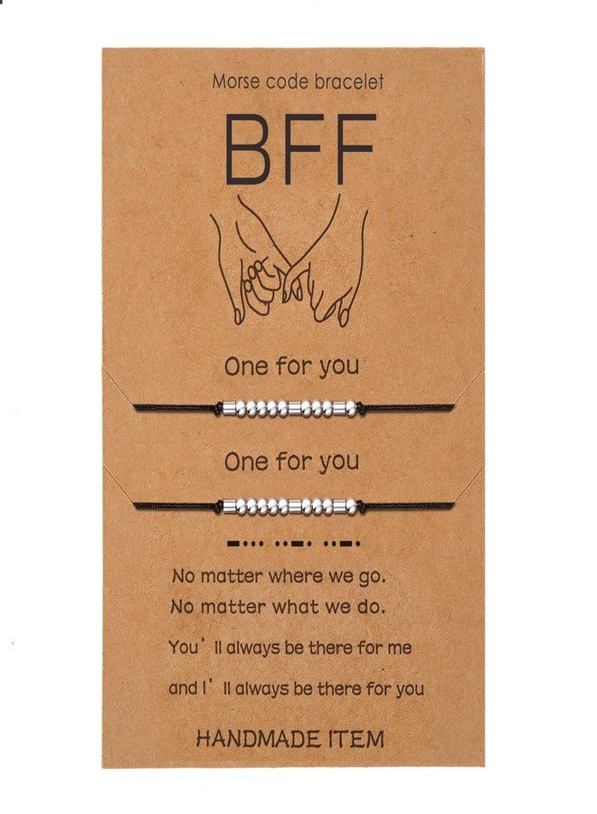 Lcherry سوار Lcherry BFF مورس كود، سوار Pinky Pomise للمسافات المتطابقة، مصنوع يدويًا من الخرز، قابل للتعديل، سوار صداقة للنساء، قطعتان - Image 1