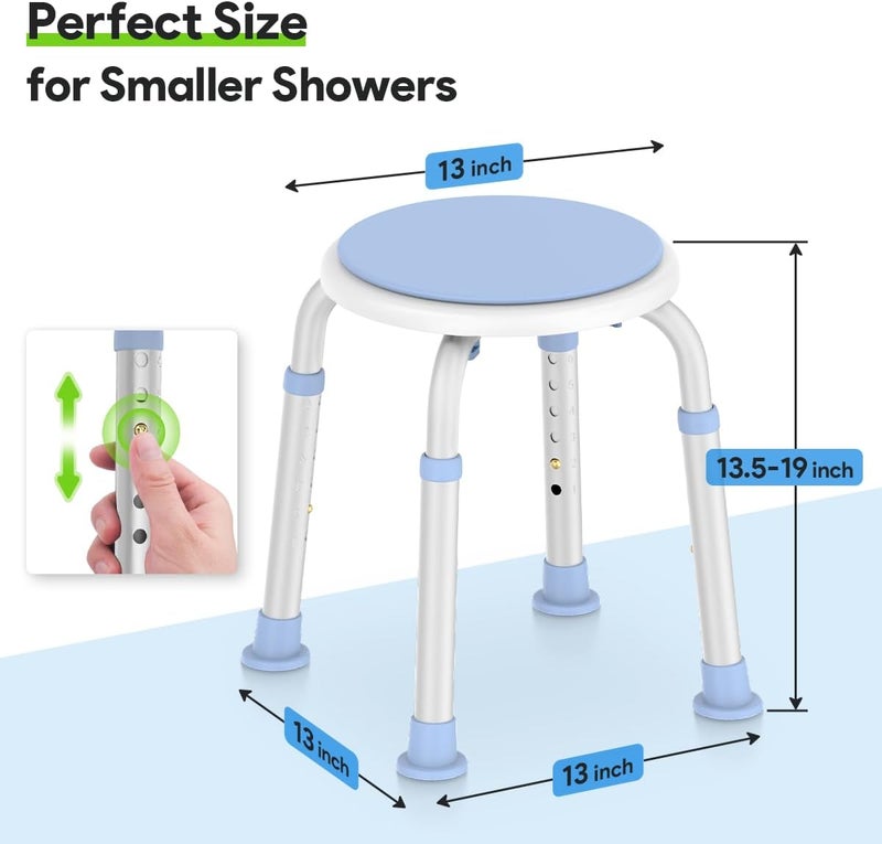 DELOG 360 Rotating Swivel Shower Seat - Adjustable Seat for Tub & Small Bathtub - 300lb Capacity with Anti-Slip Rubber Tips - Image 4