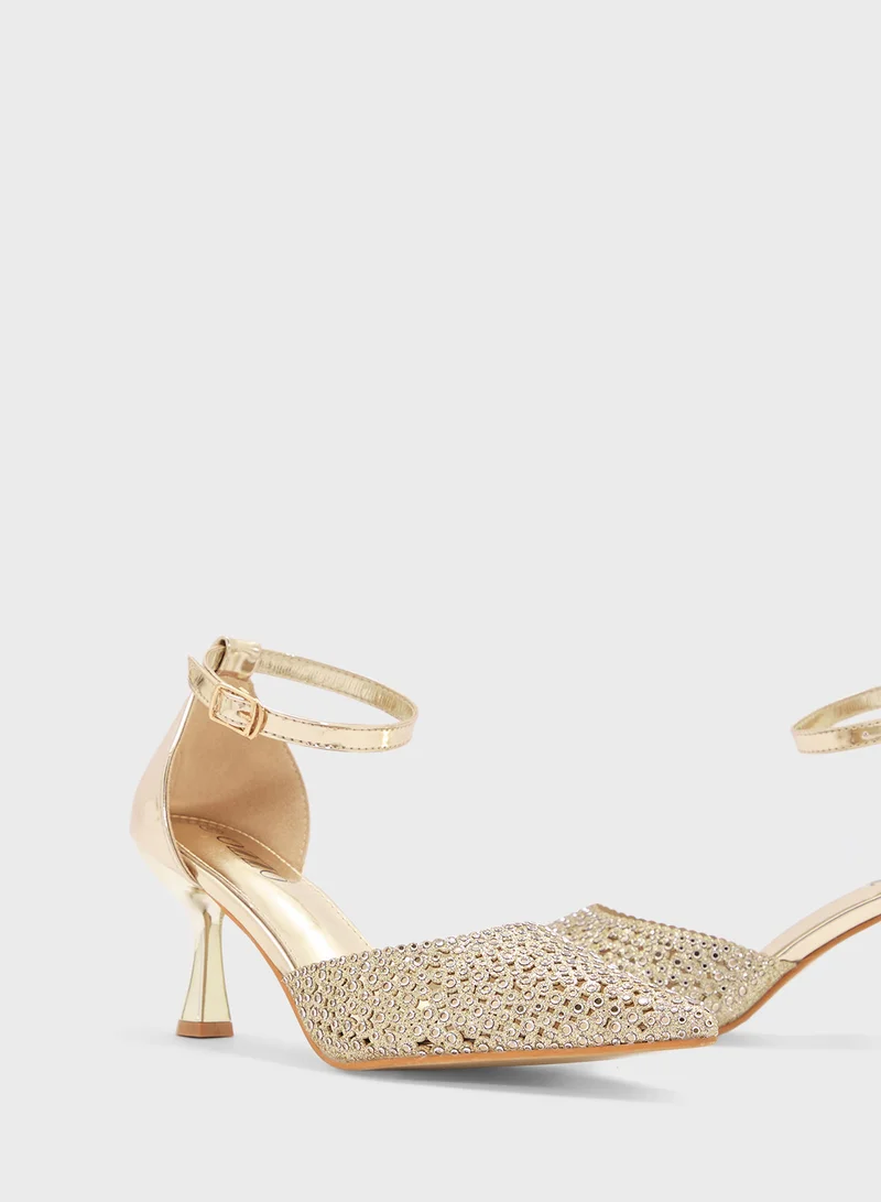 OZZO High Heeled Diamante Pump