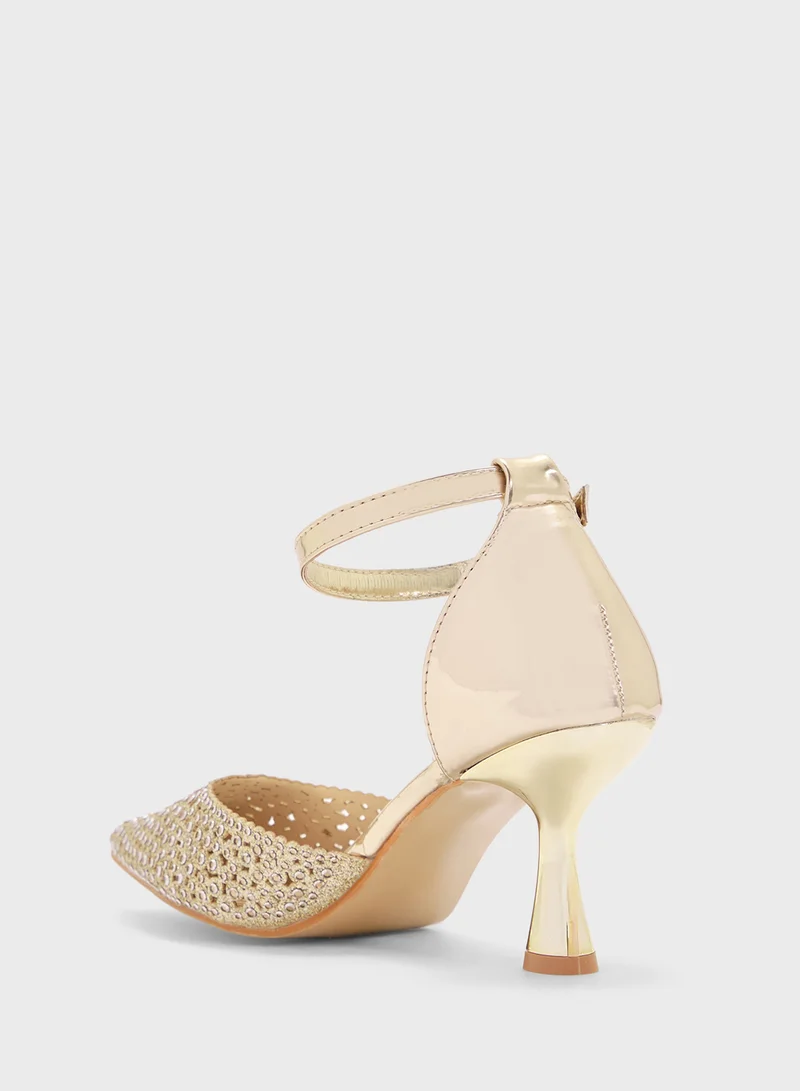 OZZO High Heeled Diamante Pump