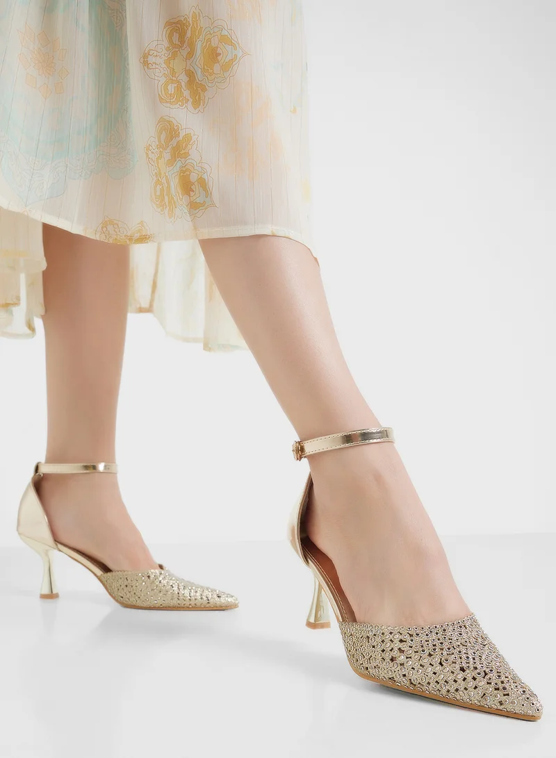 OZZO High Heeled Diamante Pump