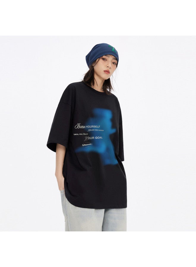 EPTISON Summer Creative Running Portrait Print 230g Men's Round Neck Short Sleeve T-shirt Loose Trendy Breathable Top - Image 4