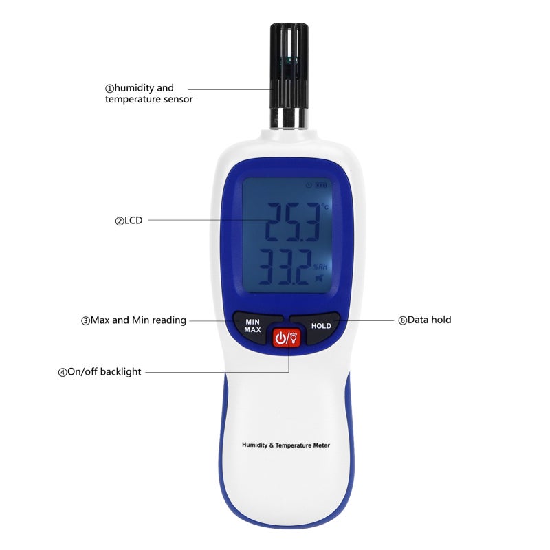 Digital Hygrometer: Compact Portable Design - High Accuracy Low-power Operation - Switchable ℃/℉ Units For Home Office Outdoor Travel Use - Image 2