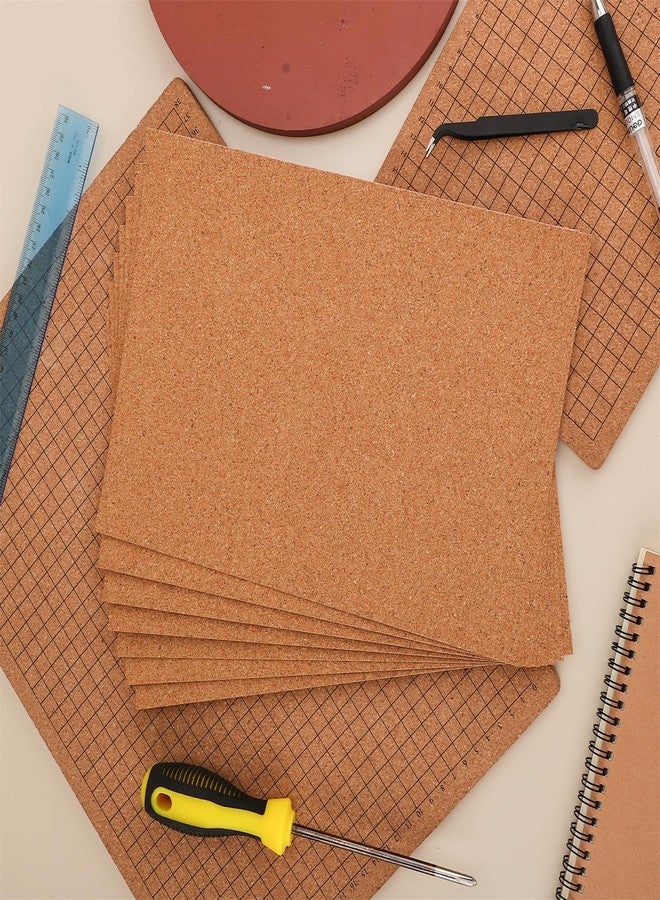 NQEUEPN 8pcs Self-Adhesive Cork Sheets, 11.81x8.27x0.04in Coasters Tiles for Wall Decoration, Square Backing Adhesive Board for Handmade Crafts - Image 3