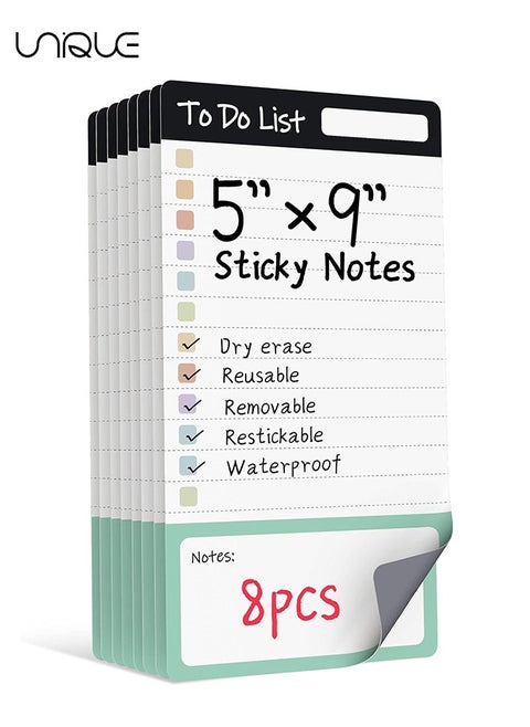 To Do List Sticky Notes, 8pcs Dry Erase Reusable to Do List Sticky Notes, Daily Planner Chart, Checklist Notepad, Lined Task Todo Memo Pad for Home, Office, Refrigerator, Desk, Mirror