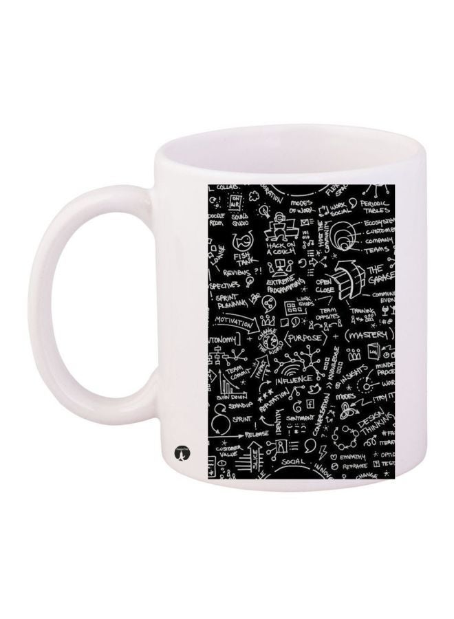 RYN Scribbles Printed Coffee Mug White/Black 11ounce