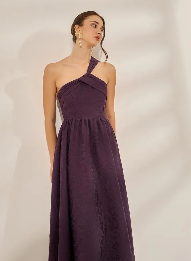 Styli Purple Jacquard Sleeveless Maxi Dress