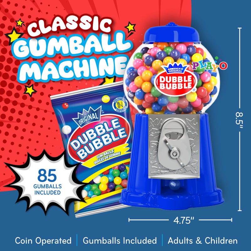 PlayO Gumball Machine for Kids 8.5" - Coin Operated Bubble Gum Machine and Toy Bank - Candy Machine Dispenser Includes 85 Gum Balls - Great Candy Dispenser Machine Gift Toys for Girls and Boys - 8.5" (Blue) - Image 2