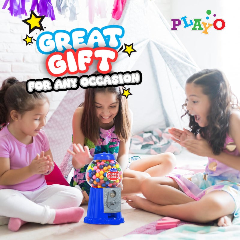 PlayO Gumball Machine for Kids 8.5" - Coin Operated Bubble Gum Machine and Toy Bank - Candy Machine Dispenser Includes 85 Gum Balls - Great Candy Dispenser Machine Gift Toys for Girls and Boys - 8.5" (Blue) - Image 3