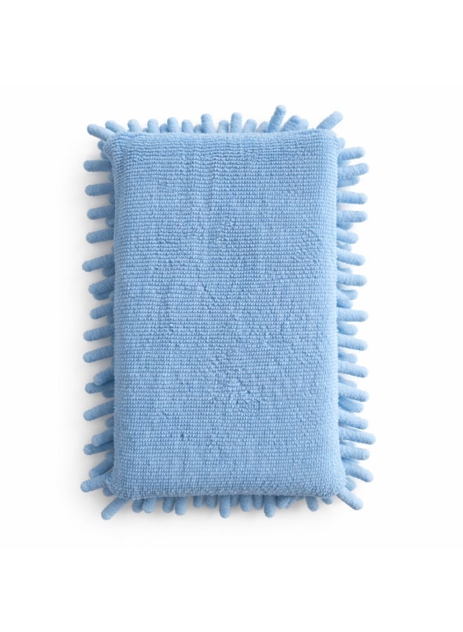 (Set of 2) Cleaning Kit – Microfiber Cloth 40x40 cm + Wash Sponge – Ultra Absorbent Scratch-Free for Car Detailing, Washing & Home - Blue - Image 4