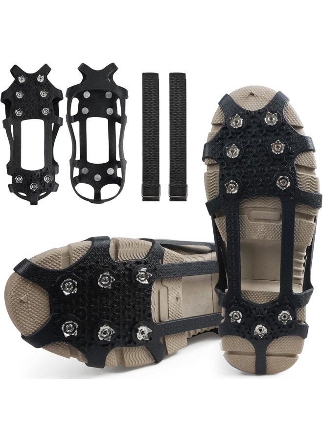 VATEICO Walk Traction Ice Cleats, Anti-Skid Ice Snow Grips 9 Stainless Steel Studs Winter Crampons with Straps Over Shoe Boots for Hiking Climbing,Ice Fishing and Walking XLarge - Image 1