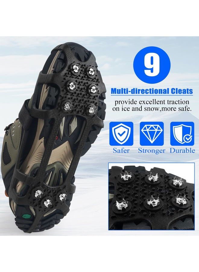 VATEICO Walk Traction Ice Cleats, Anti-Skid Ice Snow Grips 9 Stainless Steel Studs Winter Crampons with Straps Over Shoe Boots for Hiking Climbing,Ice Fishing and Walking XLarge - Image 3