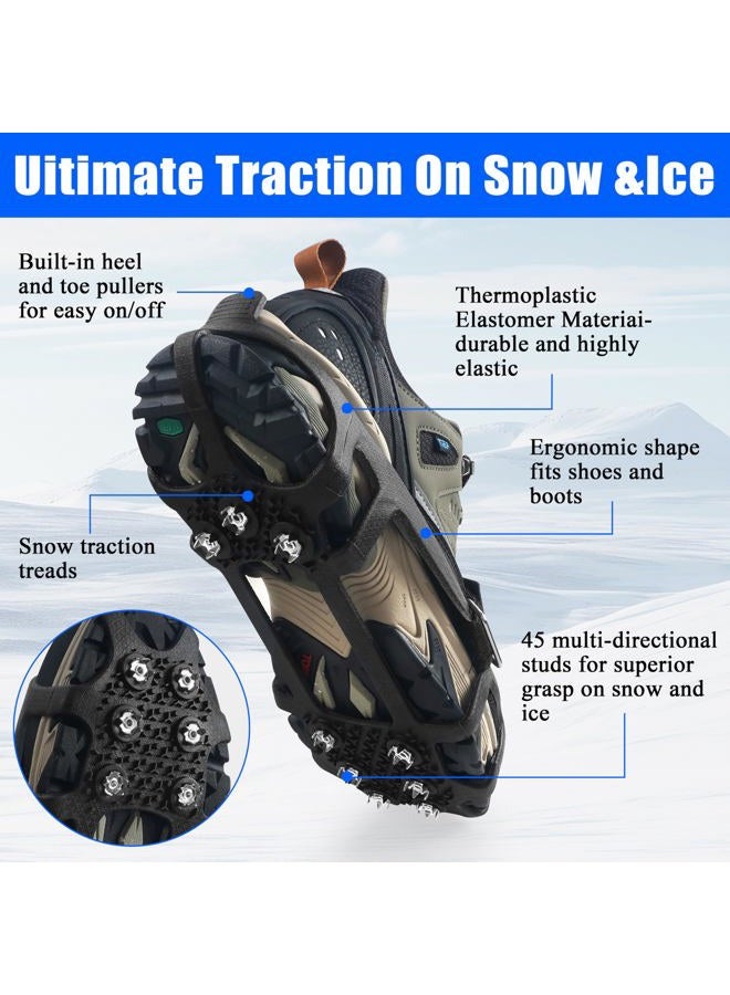 VATEICO Walk Traction Ice Cleats, Anti-Skid Ice Snow Grips 9 Stainless Steel Studs Winter Crampons with Straps Over Shoe Boots for Hiking Climbing,Ice Fishing and Walking XLarge - Image 2