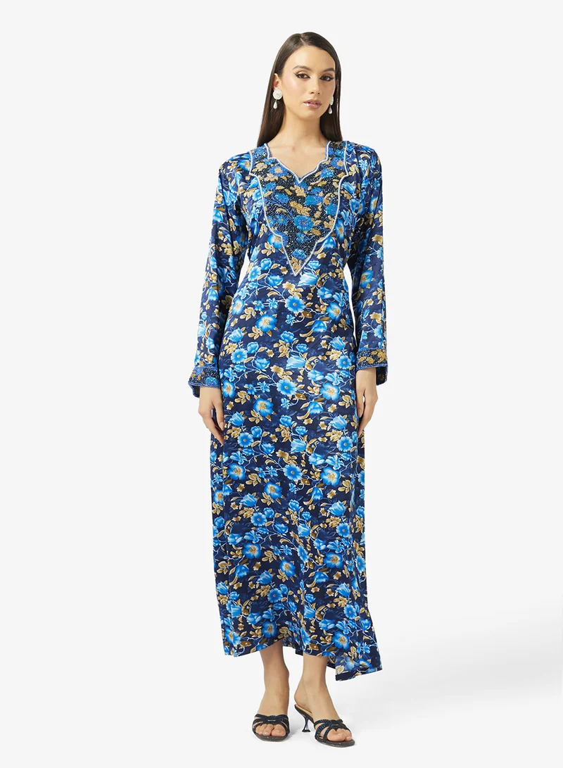 ARABIAN CLOSET Embellished Belted Jalabiya