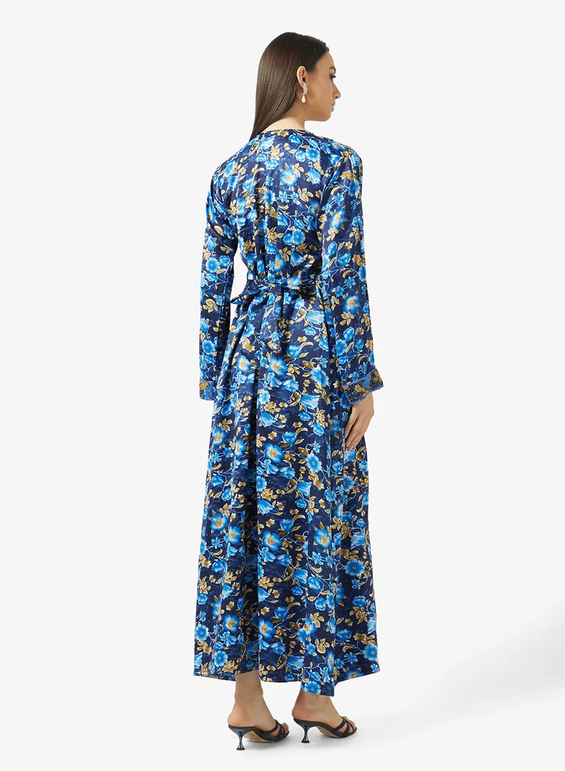 ARABIAN CLOSET Embellished Belted Jalabiya