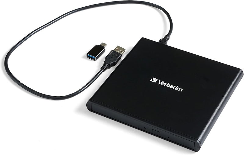 VERBATIM محرك أقراص CD / DVD نحيف - محرك أقراص DVD +/-RW خارجي USB 2.0 لأجهزة الكمبيوتر المحمولة والدفترية مع دعم M-DISC - متوافق مع Mac و PC - يتضمن برنامج Nero Burn & Archive - أسود - Image 1