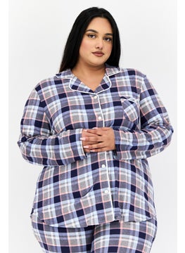 ELLEN TRACY Women 2 Pieces Plus Size Checkered Pajama Top And Pants, Multicolour  - Image 2