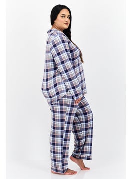 ELLEN TRACY Women 2 Pieces Plus Size Checkered Pajama Top And Pants, Multicolour  - Image 3