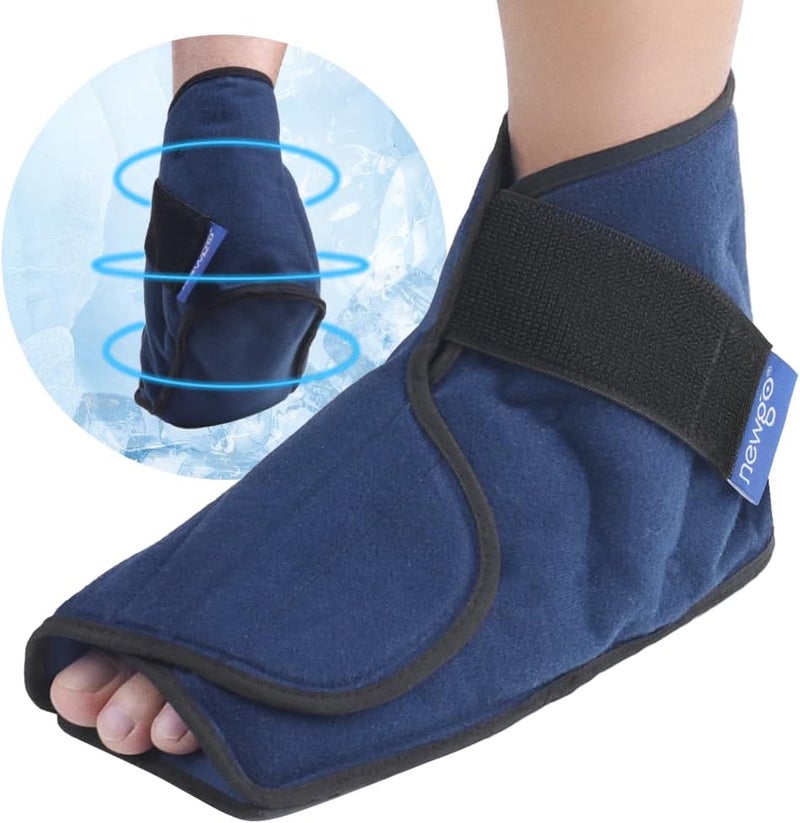 NEWGO Foot Ice Pack for Surgery Recovery Ankle Foot Reusable Gel Ice Pack Cold Wrap for Feet Injuries Ice Boot for Bunion Surgery Plantar Fasciitis Swelling Neuropathy Burning Feet Pain Relief