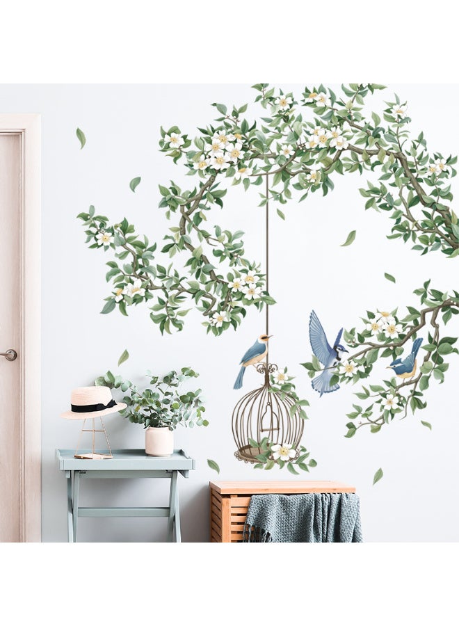 Plant Flower Bird Cage Wall Decal Bedroom Sofa Background Wall Decoration Decal - Image 4