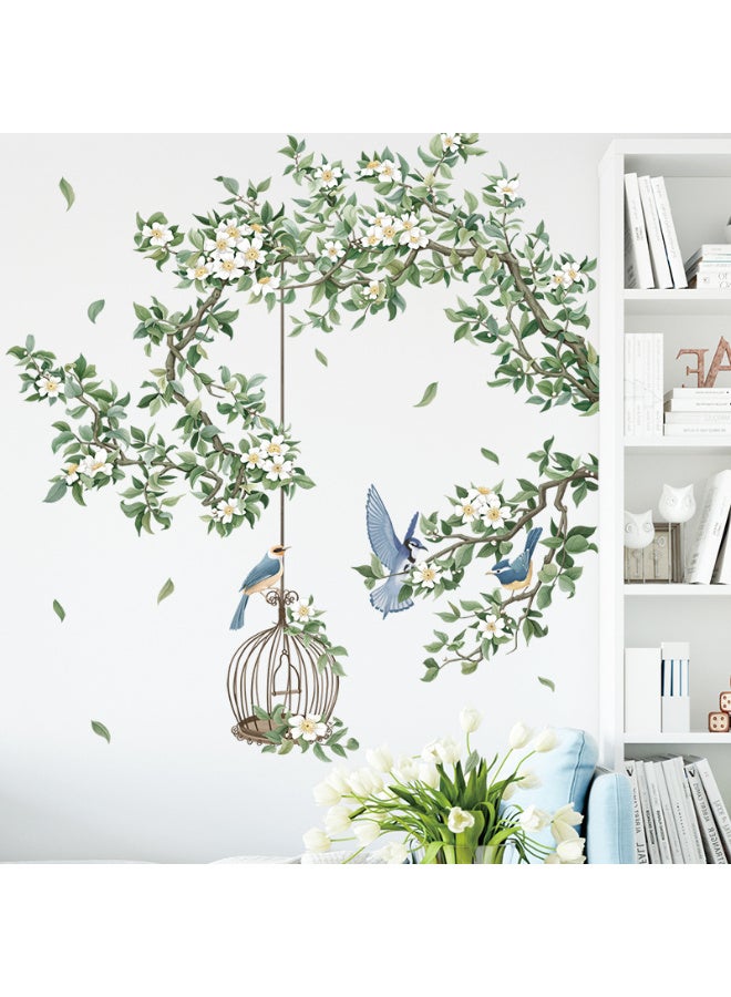 Plant Flower Bird Cage Wall Decal Bedroom Sofa Background Wall Decoration Decal - Image 1