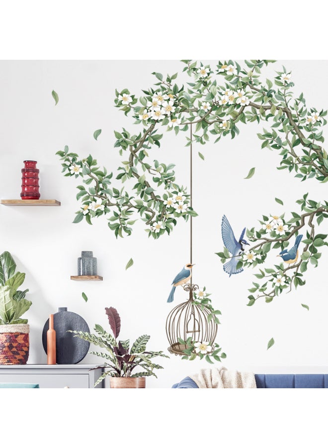 Plant Flower Bird Cage Wall Decal Bedroom Sofa Background Wall Decoration Decal - Image 3