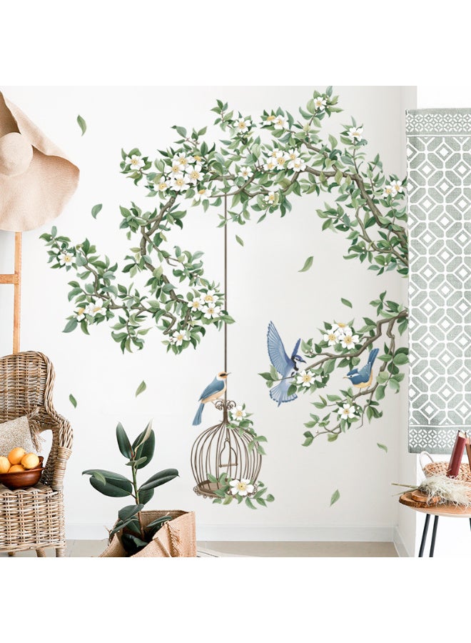 Plant Flower Bird Cage Wall Decal Bedroom Sofa Background Wall Decoration Decal - Image 5