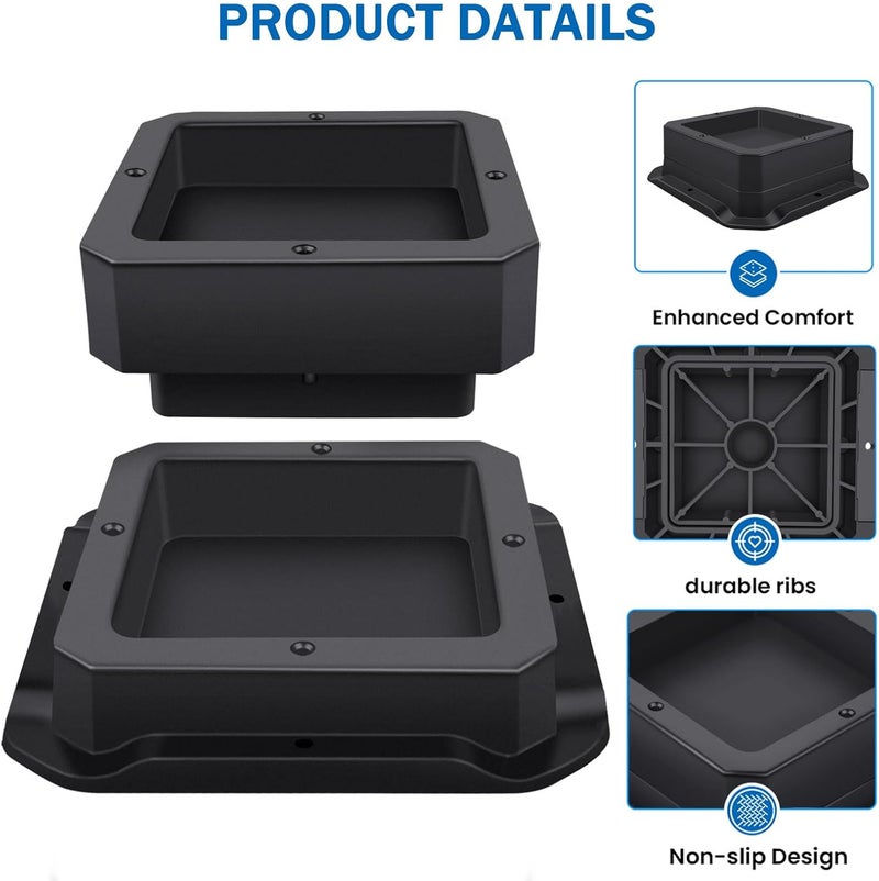 ANNKUT Furniture Risers 1 Inch，Bed Risers Heavy Duty，Desk Risers for Chair and Table Legs Elevation ，Bed Lifts Risers (4 Pack, Black) - Image 3