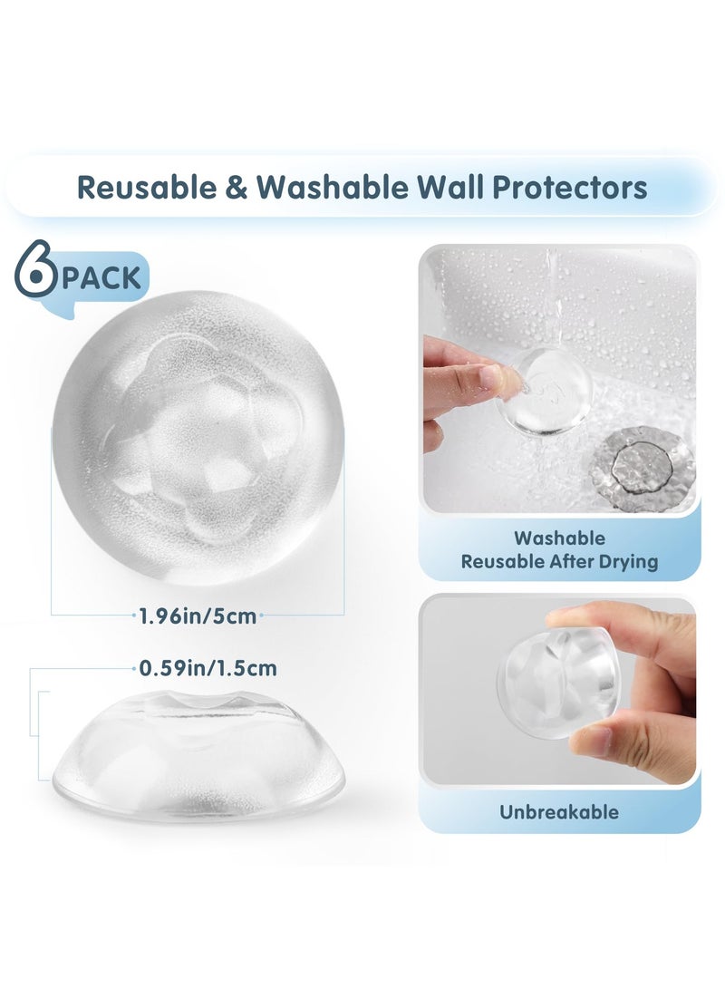 Dominy Wall Protector, 12Pcs Washable Silicon Wall Door Handle Stopper with Strong Back Adhesive, Reusable Door Knob Bumpers for Table Corner/Cabinet【Non-punching】【Quiet & Shock Absorbent】-Clear - Image 2