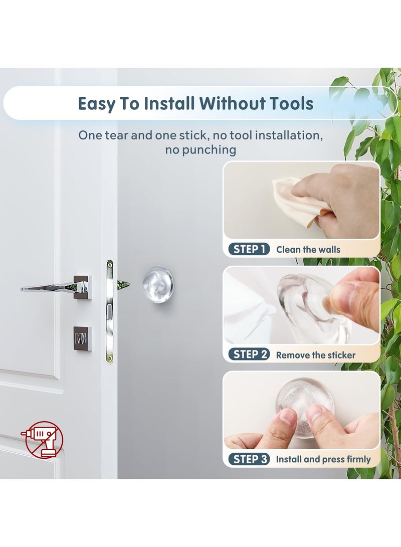 Dominy Wall Protector, 12Pcs Washable Silicon Wall Door Handle Stopper with Strong Back Adhesive, Reusable Door Knob Bumpers for Table Corner/Cabinet【Non-punching】【Quiet & Shock Absorbent】-Clear - Image 5