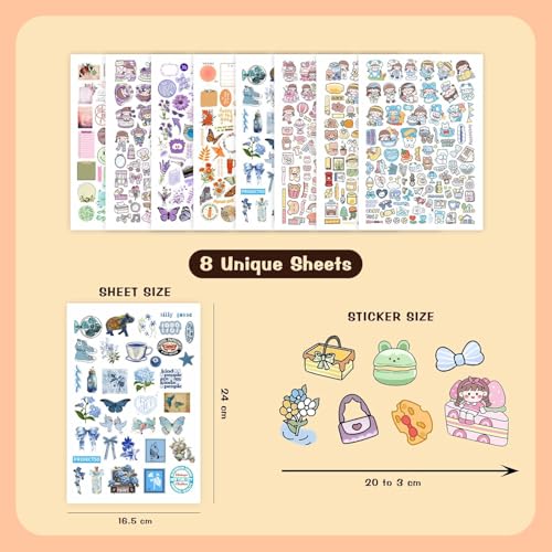 CodersParadise - 460+ Vibrant Journal Stickers, 4 Colour Designs and Patterns Vintage Retro Stickers for Journal, Scrapbooking, Projects Multicolour - Image 2