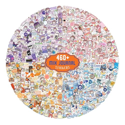 CodersParadise - 460+ Vibrant Journal Stickers, 4 Colour Designs and Patterns Vintage Retro Stickers for Journal, Scrapbooking, Projects Multicolour - Image 1