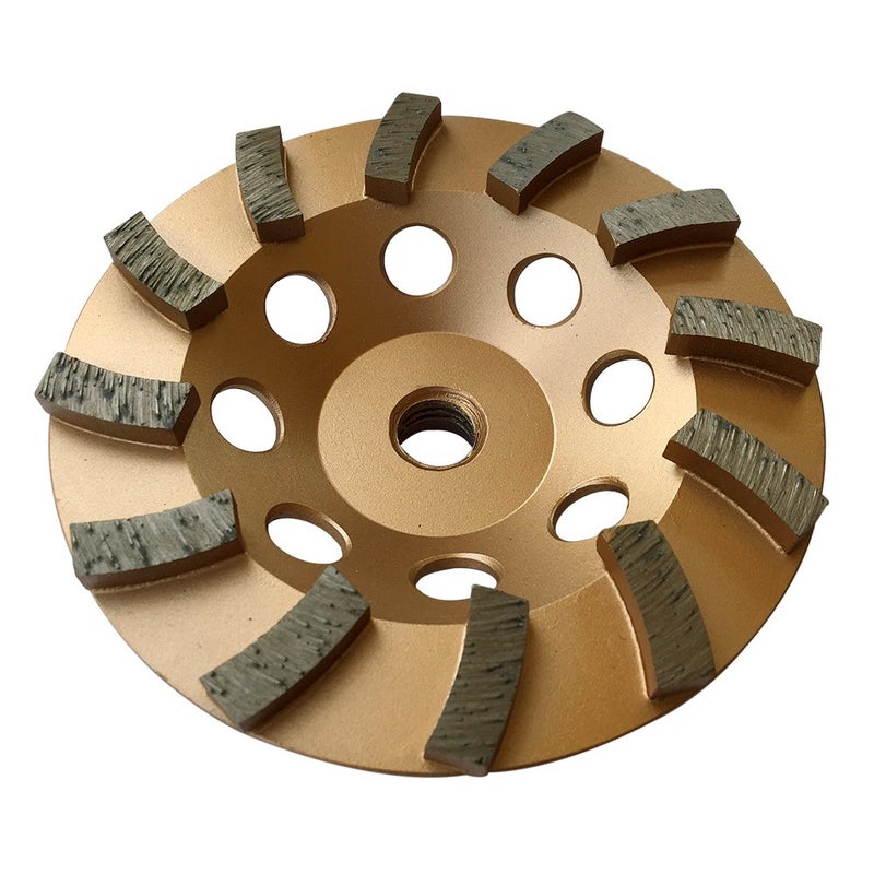 EDiamondTools 5" Diamond Grinding Wheels for Concrete or Masonry, 12 Turbo Segments, #30/40 Grit, Medium Bond, 5/8"-11 Arbor - Image 1