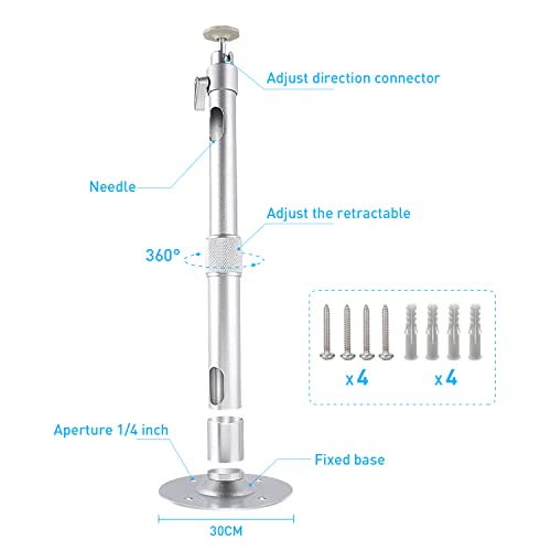 NIERBO Universal Projector Wall Ceiling Mount Hanger 360° Rotatable Head with Extendable Length 11.8 Inch to 19.7 Inch Mounting Bracket - Image 3