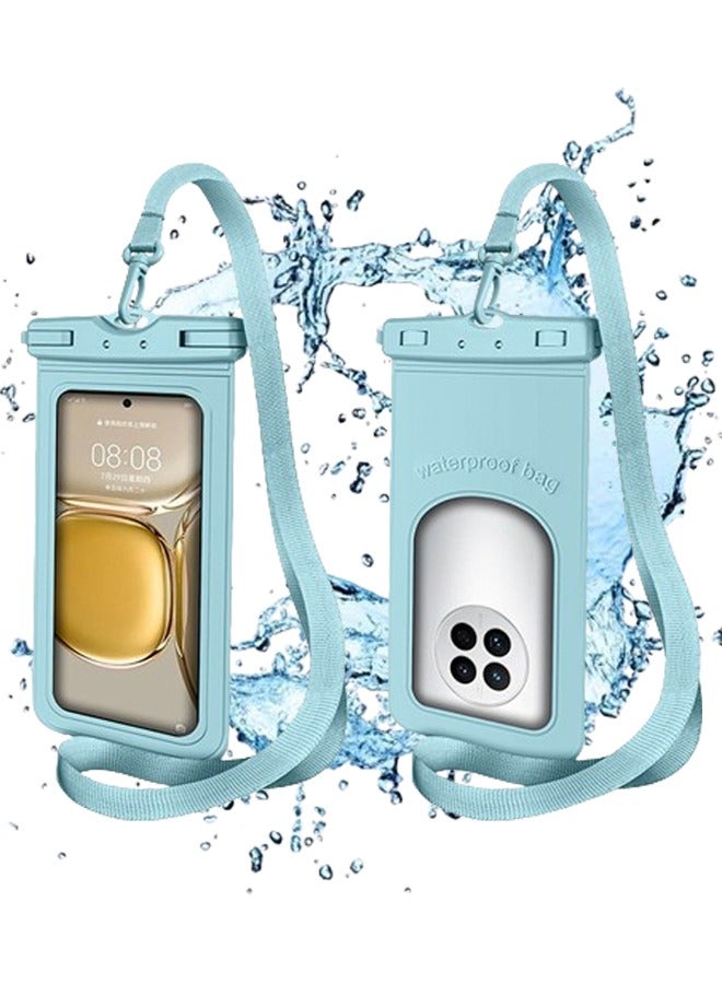 VUCATIN Waterproof Phone Pouch Universal IPX8 Waterproof Phone Case with Detachable Lanyard Cellphone Dry Bag for Phone Up to 7.2" Underwater Screen Touchable Travel Beach Essentials protective case (Blue) - Image 1