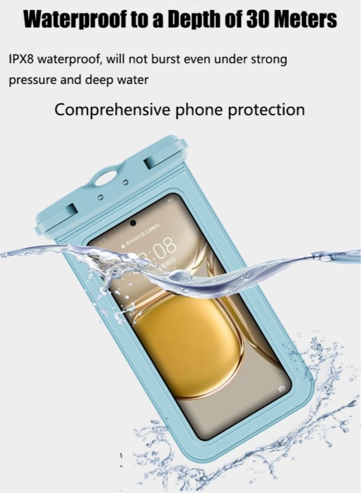 VUCATIN Waterproof Phone Pouch Universal IPX8 Waterproof Phone Case with Detachable Lanyard Cellphone Dry Bag for Phone Up to 7.2" Underwater Screen Touchable Travel Beach Essentials protective case (Blue) - Image 3