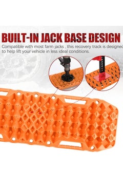 Generic Board, Anti Sinking Plate Traction Boards with Jack Base, 1 Pair Recovery Tracks 4X4 car Truck Tire Traction Mat with Bag -Sand, Mud, Snow Ladder Ramps (Orange)  - Image 4