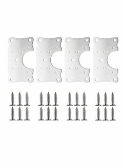 Generic Cabinet Hinge Repair Plate, Stainless Steel Kits with Mounting Screws Wooden for Protecting Furniture and Kitchen Cabinet(4 Half Hole)  - Image 1