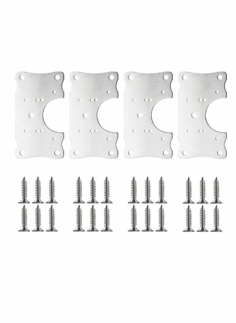 Cabinet Hinge Repair Plate, Stainless Steel Kits with Mounting Screws Wooden for Protecting Furniture and Kitchen Cabinet(4 Half Hole)  - Image 1