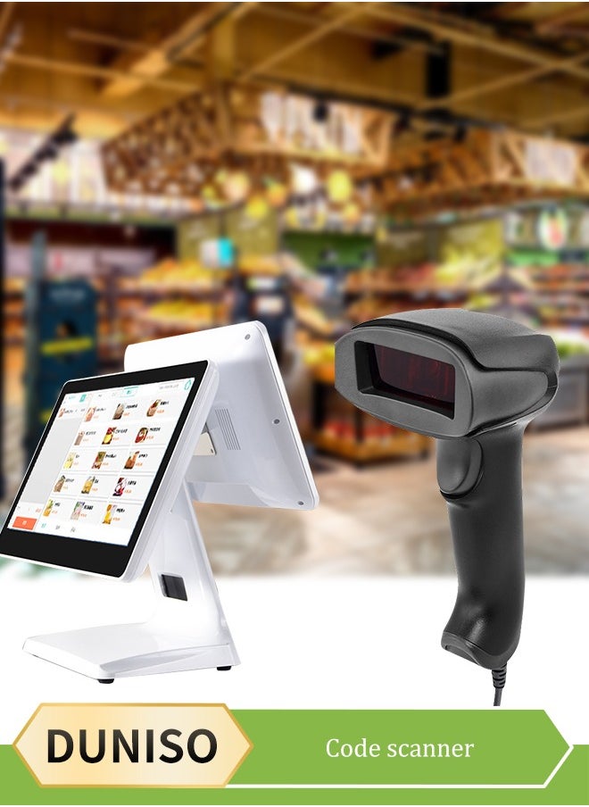 DUNISO - Wireless 2D Barcode Scanner , Bluetooth & Wireless & USB Wired Automatic Bar Code Imager Reader Handhold Scanner ，with Stand，Compatible for Laptops, Computers, Cashier, POS - Image 1