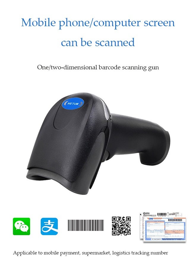 DUNISO - Wireless 2D Barcode Scanner , Bluetooth & Wireless & USB Wired Automatic Bar Code Imager Reader Handhold Scanner ，with Stand，Compatible for Laptops, Computers, Cashier, POS - Image 1
