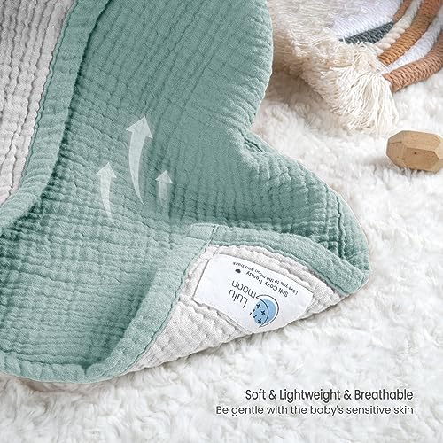 Lulu moon Muslin Baby Blanket - Cotton Quilt Blankets for Toddlers - Reversible Nursery Crib Blanket for Baby Boys and Girls 47"x47"(Sage) - Image 4