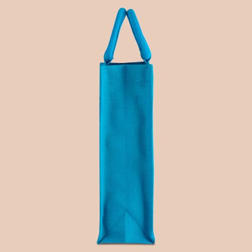 Jute Cottage Men's and Women's Eco-Friendly Printed Water Bottle Jute Bag - Turquoise Blue (Blue) - Image 3