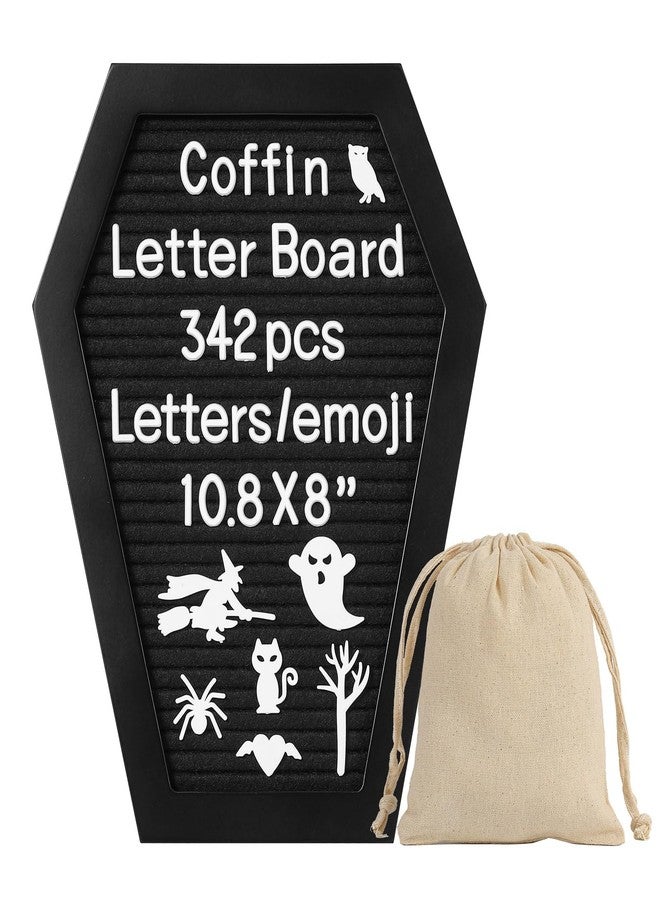 G GAMIT Coffin Felt Letter Board with 342 Changeable Letters&Numbers, 10.8”x8” Spooky Letterboard Gothic Message Board Letter Sign Board with Stand and Canvas bag for Halloween Party Christmas - Image 1