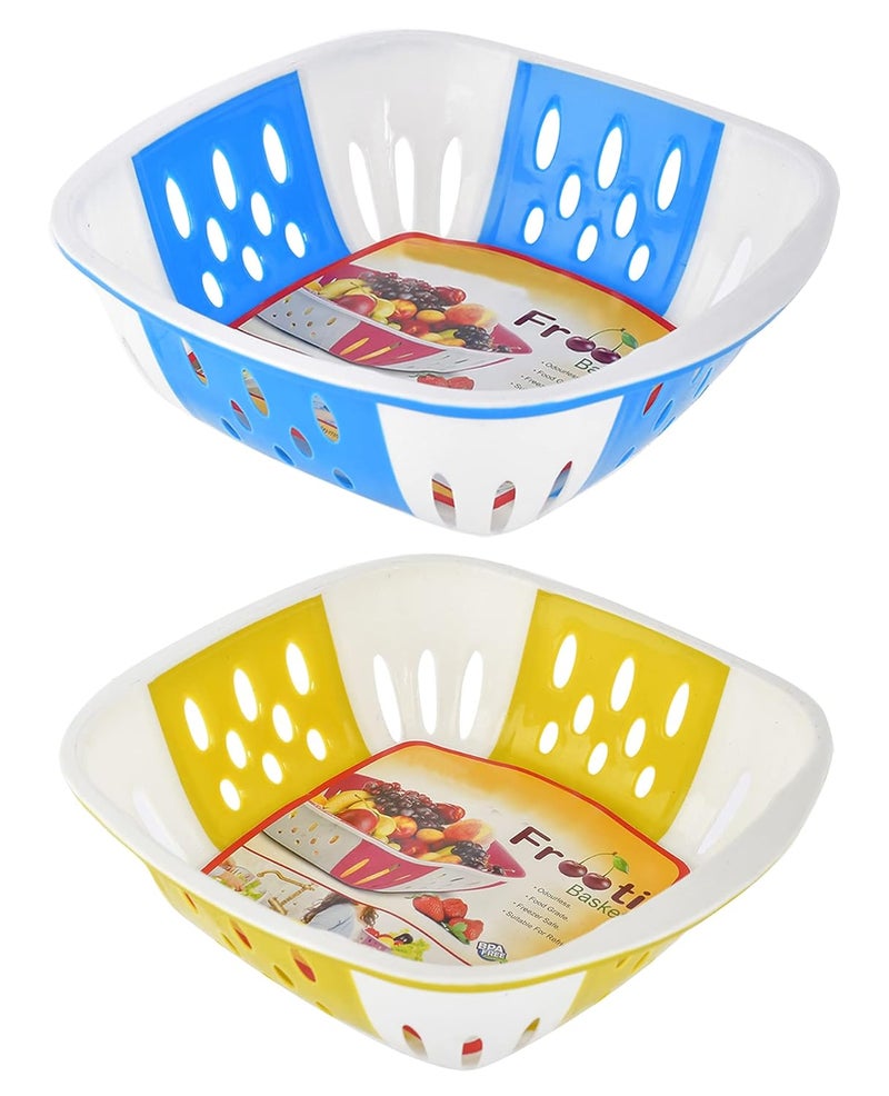 Kuber Industries Medium Multi-Purpose Plastic Storage Baskets for Fruits Vegetables and Kitchen Fridge Dining Table- Pack of 2 (Blue & Green)-HS42KUBMART25316 - Image 1