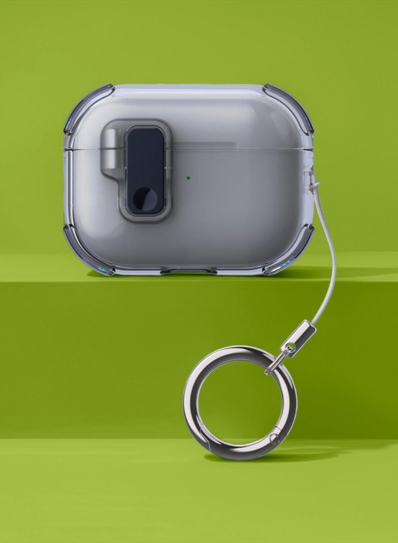 AirPods Pro 2 2022/AirPods Pro 2019 Cover Case with Lock, Drop-proof and Shockproof Protective Case Cover with Keychain for Apple AirPods Pro 2/AirPods Pro for Women Men, Transparent Black - Image 1